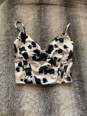 4/$30 Cow-Print Satin Bustier Cami Top
